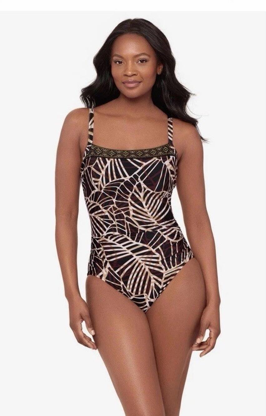 Miraclesuit Kara One Piece Underwire Swimsuit in Let's Be Fronds Sz 16 $182 NWT